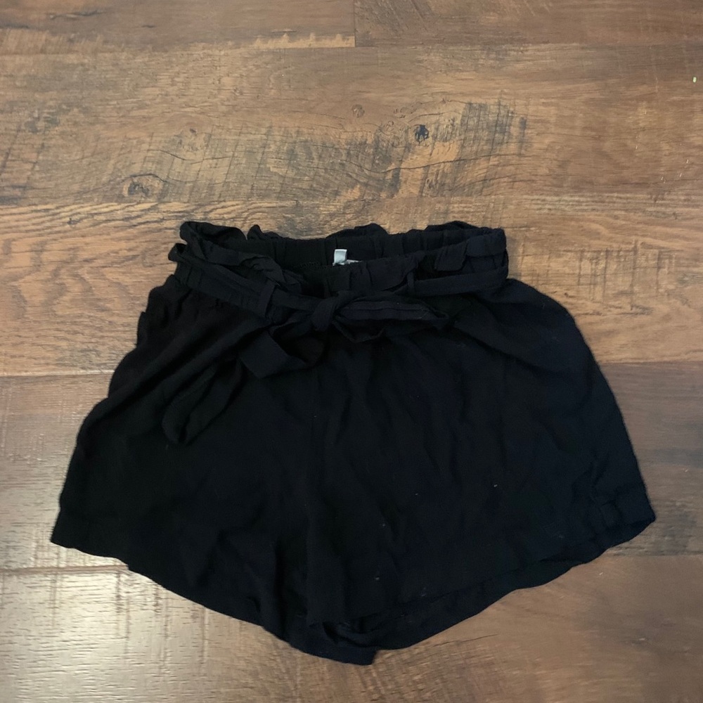 Black paper bag shorts